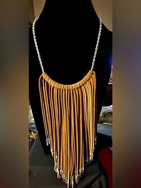 Shyanne Genuine Leather Fringe Statement Necklace